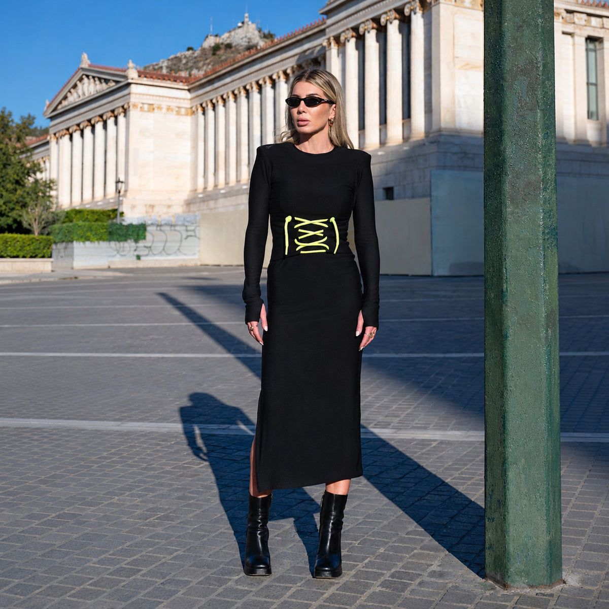THE CORSET DRESS WITH NEON CORDS